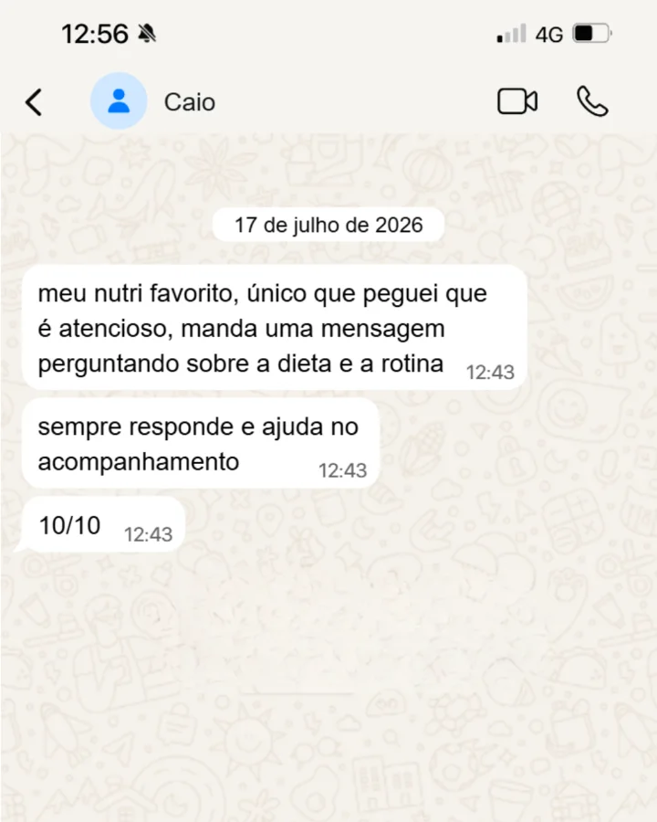 Mensagem de Caio no WhatsApp